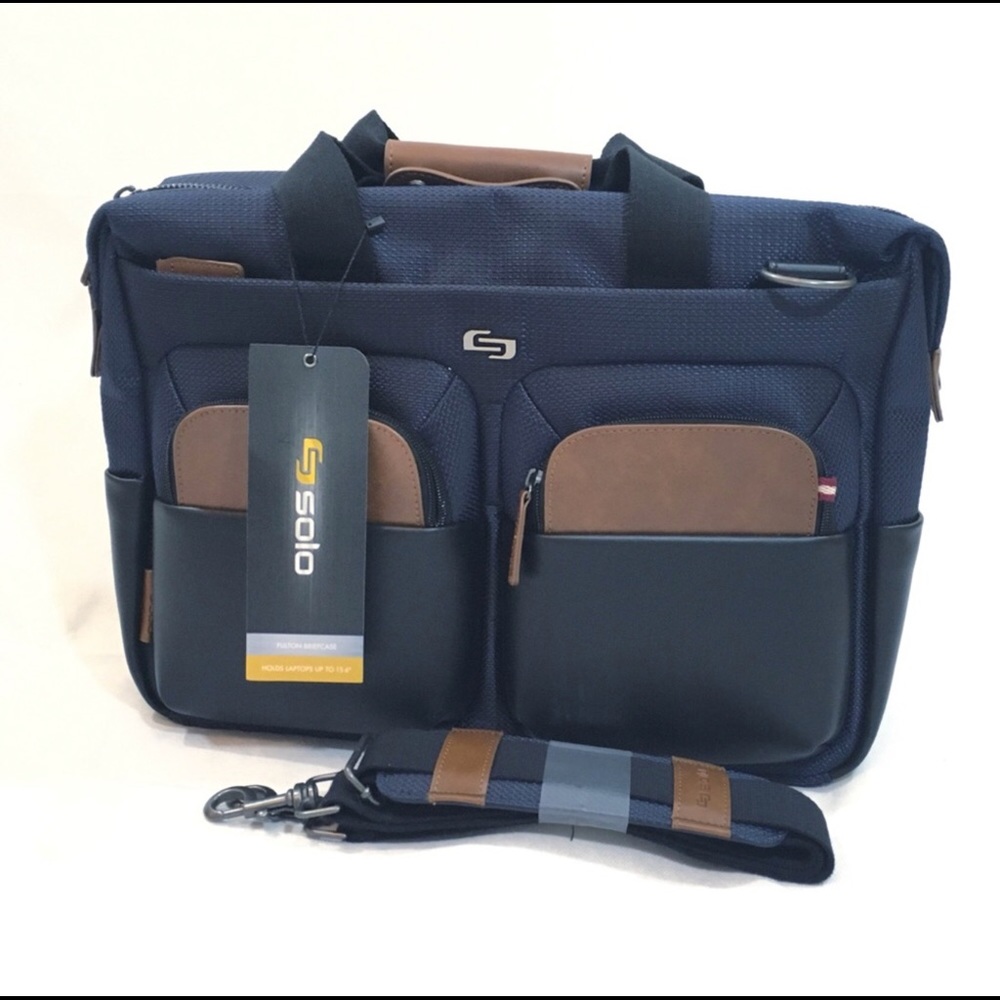 NWT Solo Fully Padded Laptop Briefcase Bag in Navy